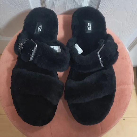 UGG Fuzz Yeah Black Slides Size 11 NWOB - Picture 3 of 9